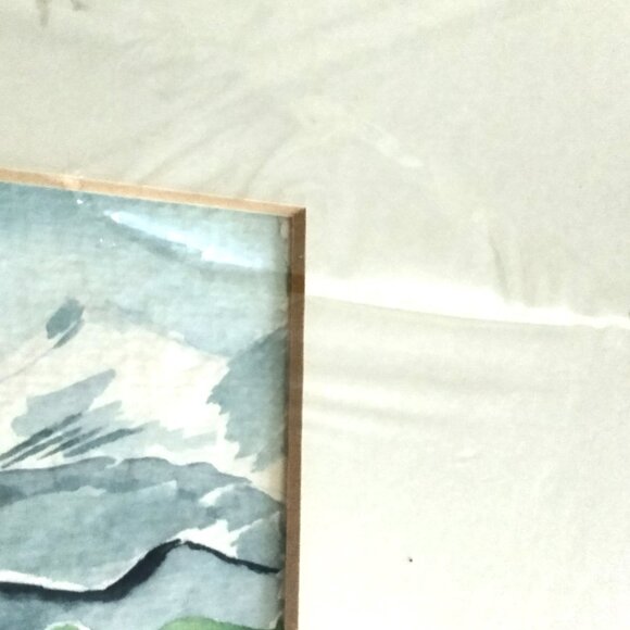 Lakeside Watercolor Primitive Artwork Unframed 13 x 13 - Picture 4 of 5